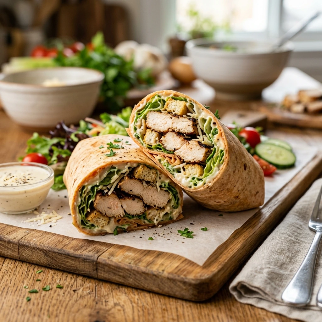 High Protein Chicken Caesar Wrap