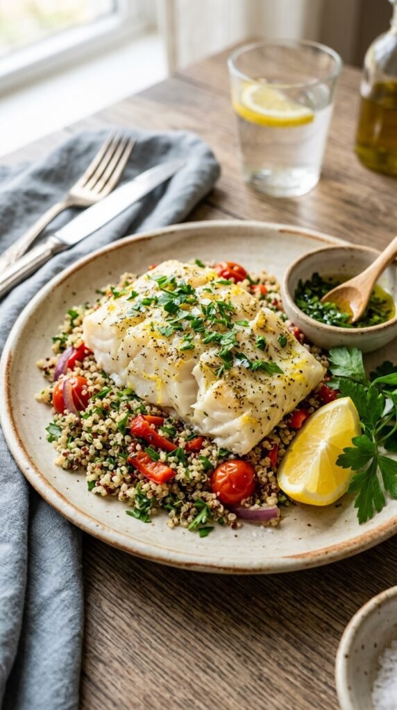 Baked Cod with Quinoa