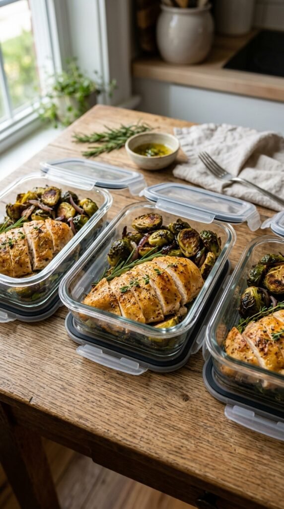 Baked Chicken with Roasted Brussels Sprouts