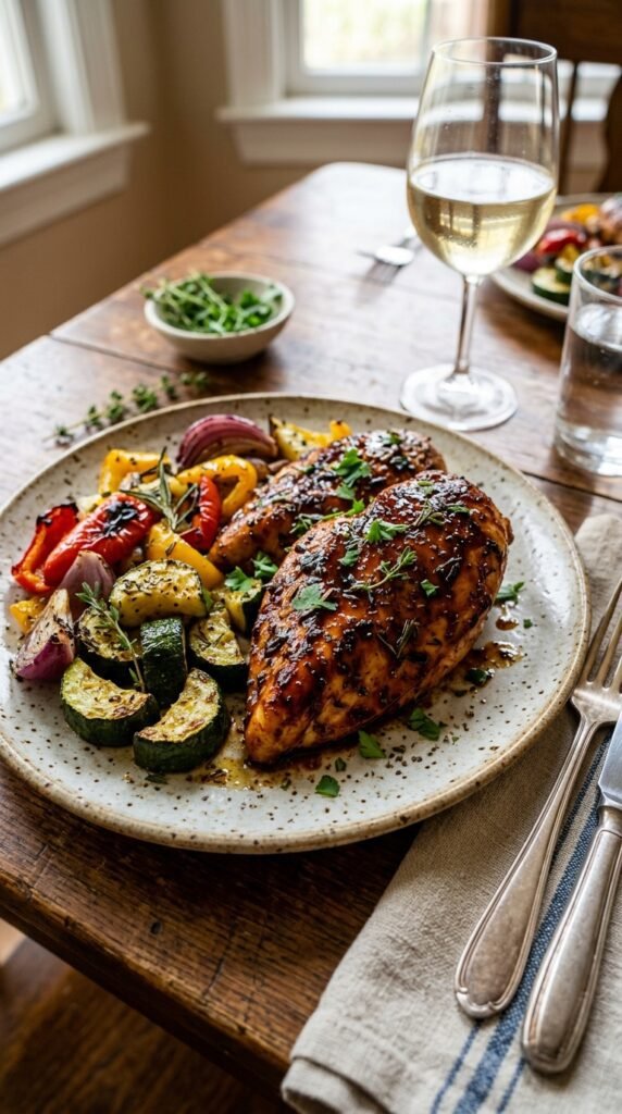 Balsamic Glazed Chicken with Roasted Vegetables