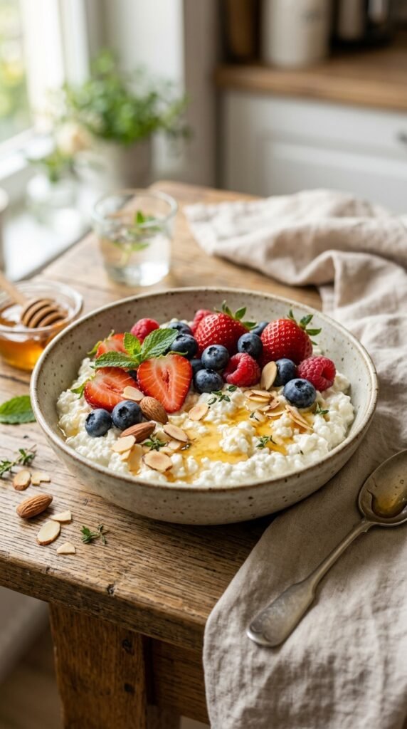 Berry Honey Cottage Cheese Bowl