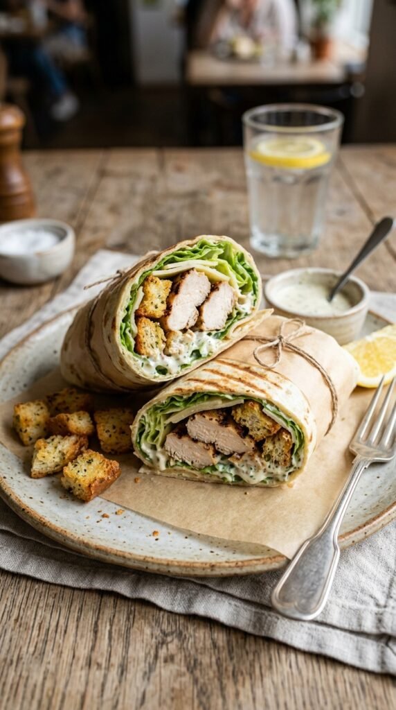 Caesar Wrap with Homemade Croutons