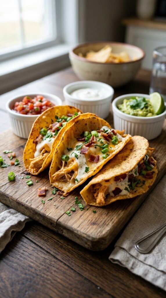 Cheesy Oven-Crispy Chicken Bacon Ranch Tacos