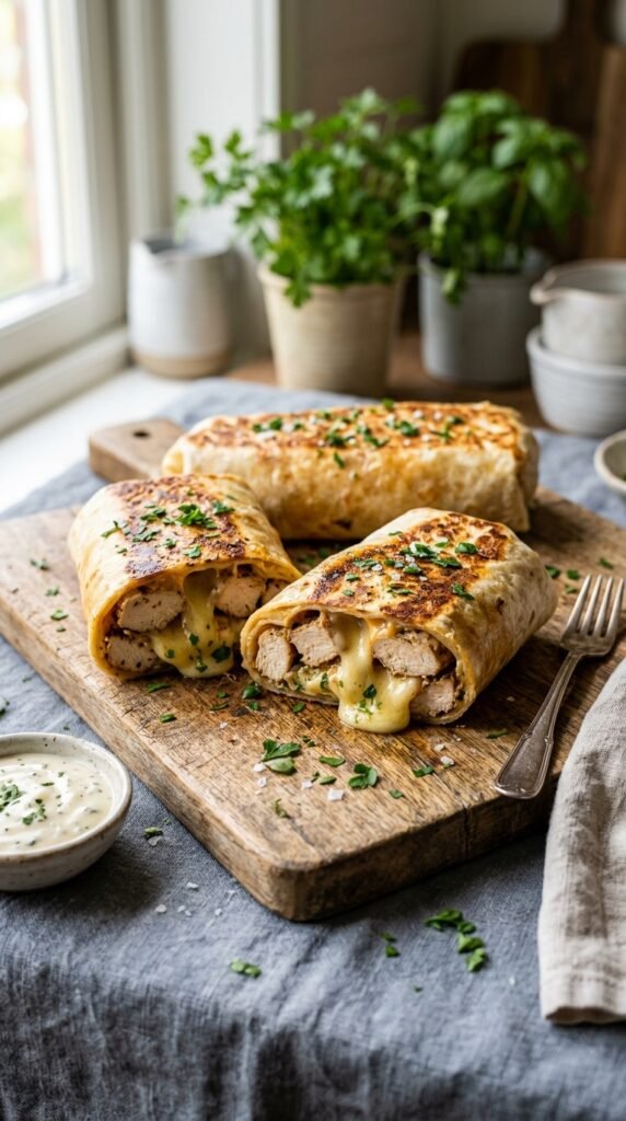 Cheesy Garlic Chicken Wraps Recipe