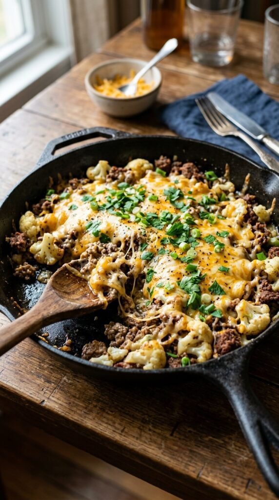 Cheesy Keto Ground Beef Skillet