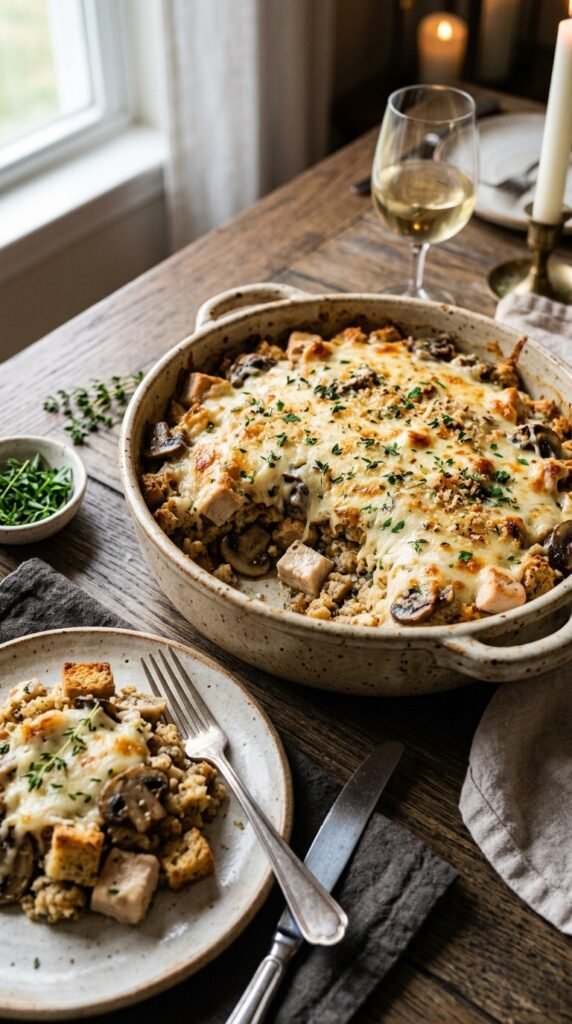 Chicken Mushroom Swiss Casserole