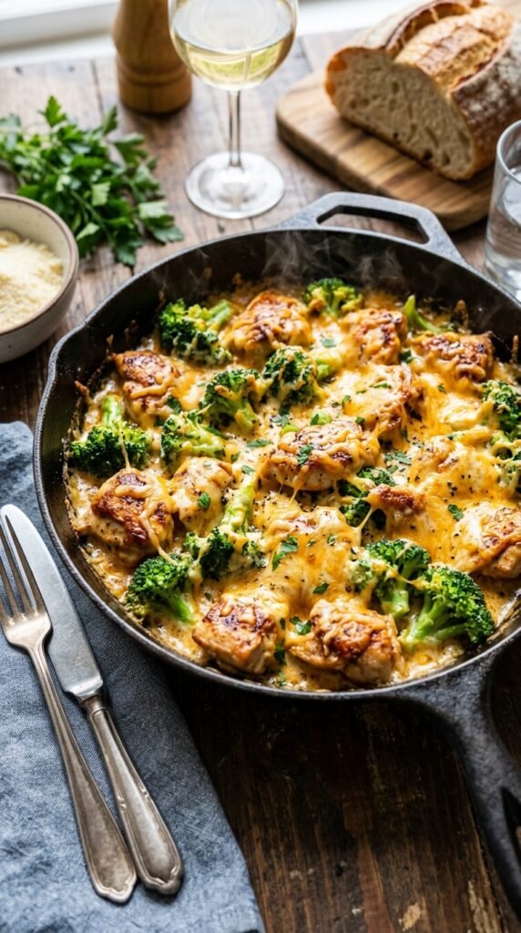 Cheesy Chicken and Broccoli Skillet
