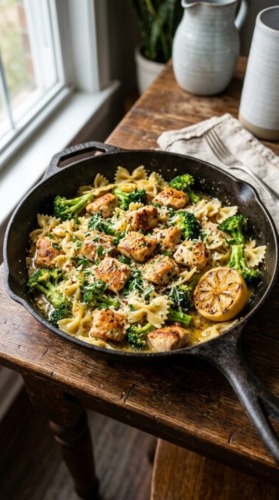 Cowboy Butter Lemon Bowtie Chicken with Broccoli Recipe