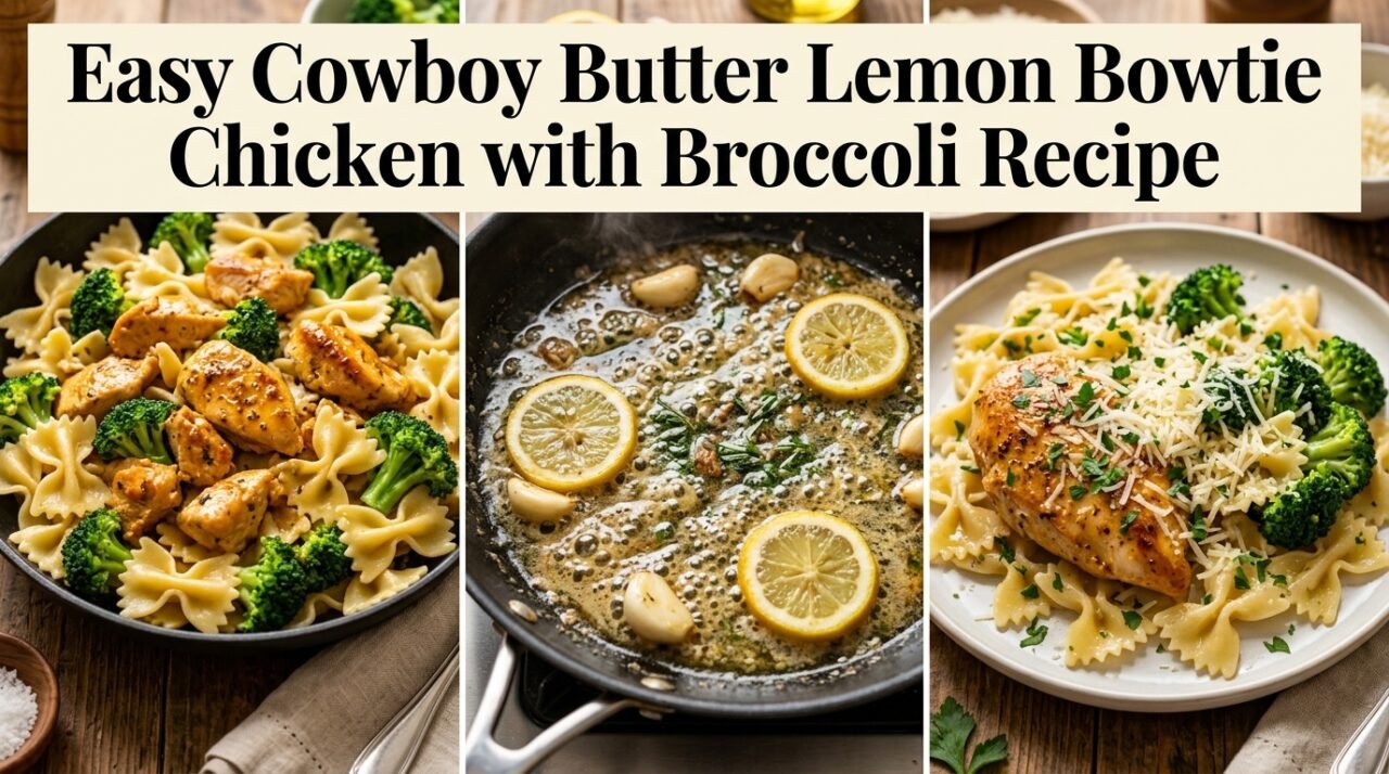 Cowboy Butter Lemon Bowtie Chicken with Broccoli Recipe