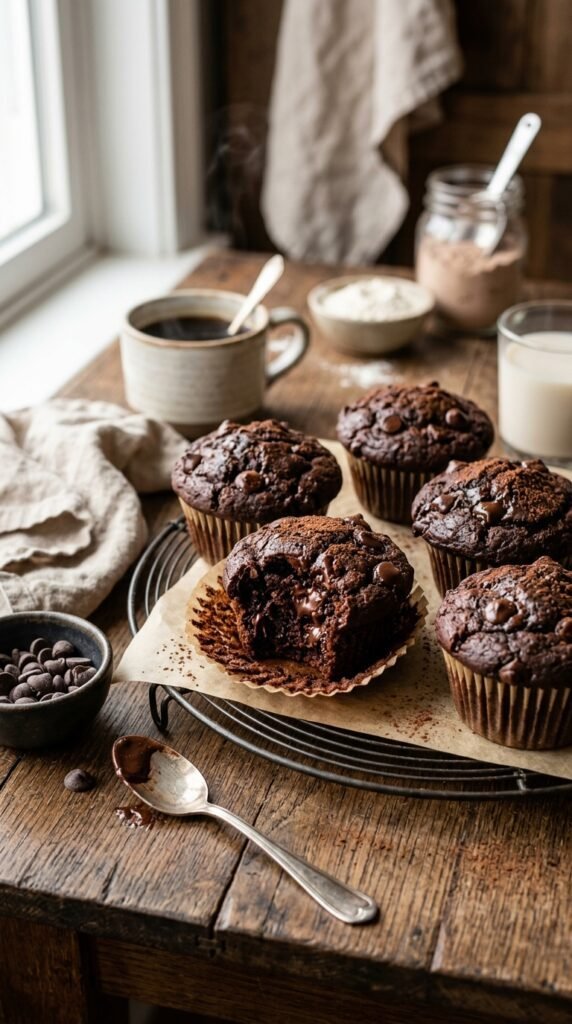 Double Chocolate Protein Muffins