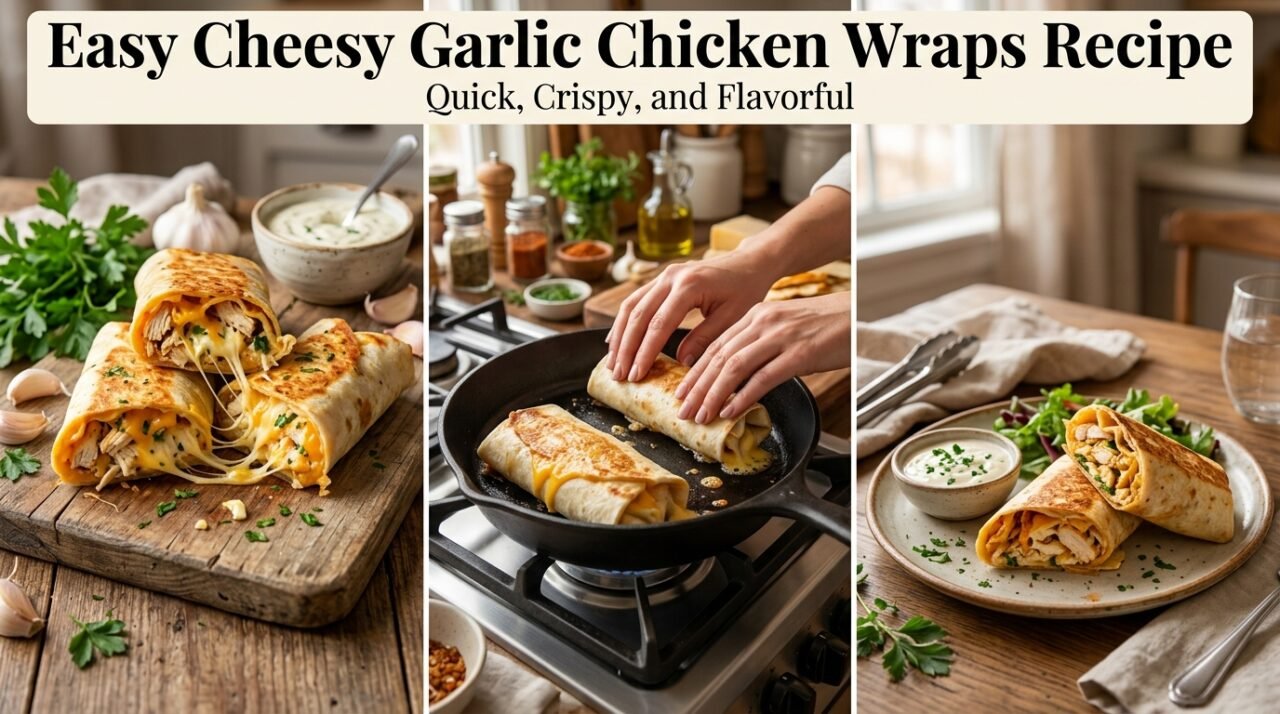 Cheesy Garlic Chicken Wraps Recipe