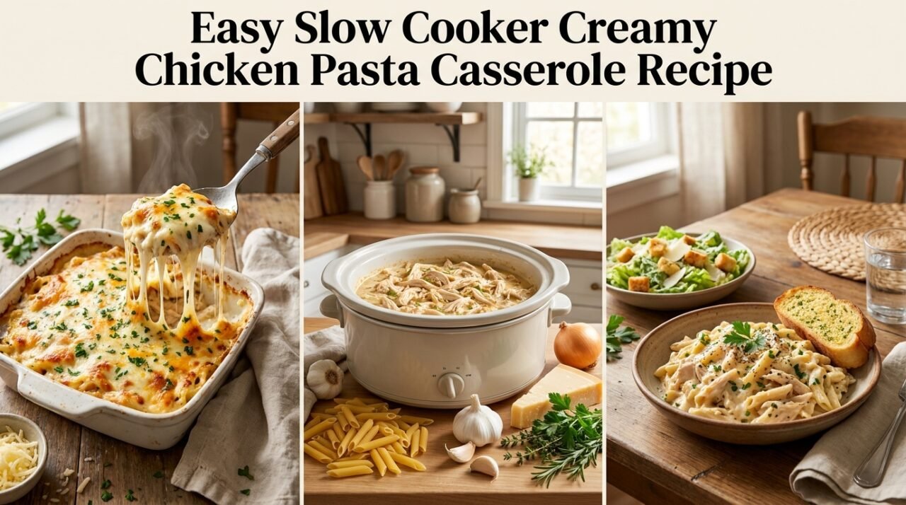 Slow Cooker Creamy Chicken Pasta Casserole Recipe
