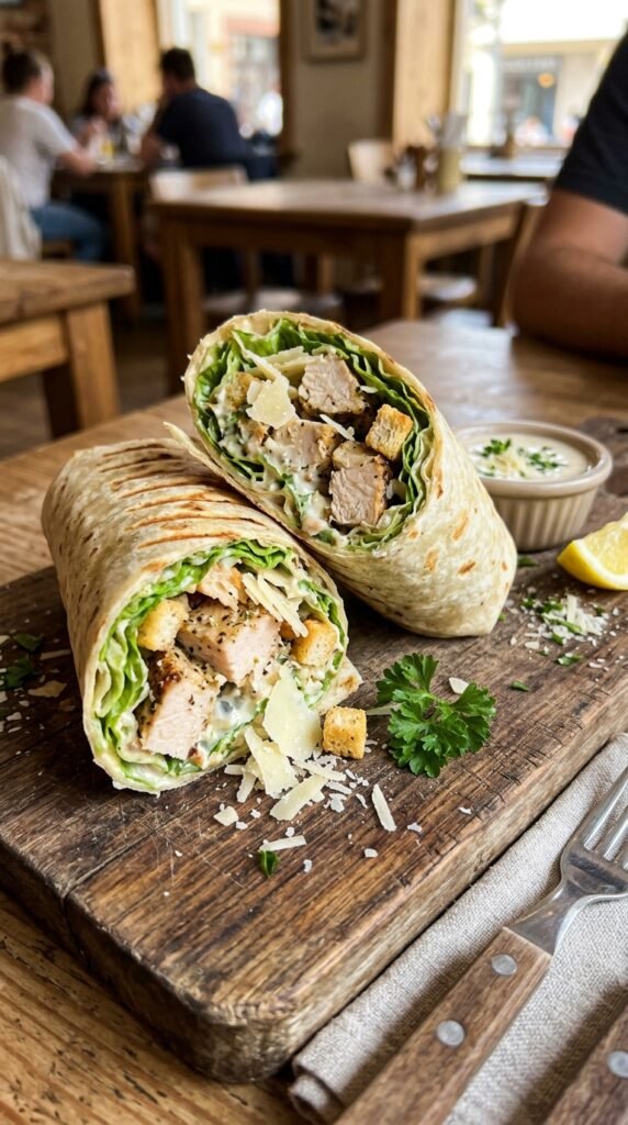Garlic Parmesan Chicken Caesar Wrap