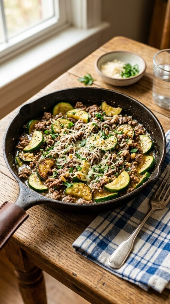 Garlic Butter Zucchini Beef Skillet