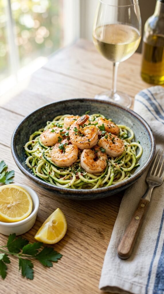 Garlic Shrimp and Zucchini Noodles