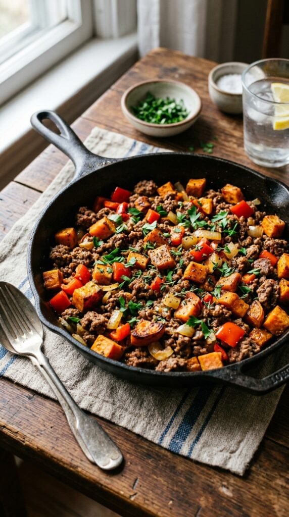 Ground Beef and Sweet Potato Skillet Recipe