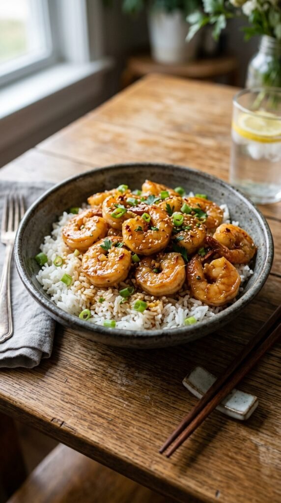 Honey Garlic Shrimp and Rice