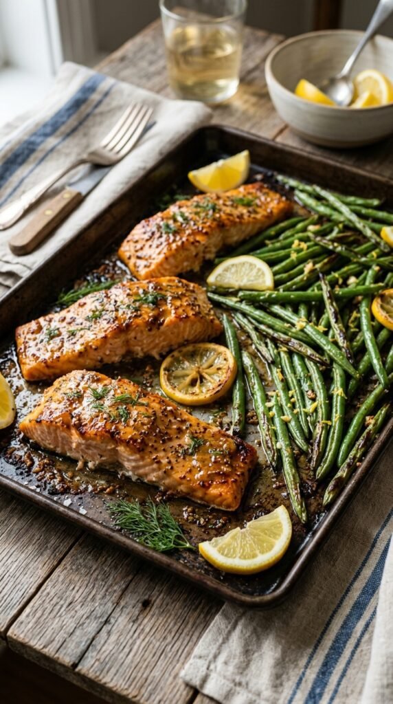 Honey Mustard Salmon with Green Beans