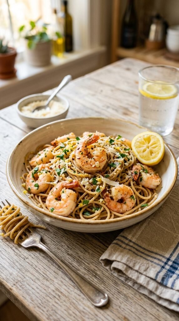 Lemon Garlic Shrimp Pasta