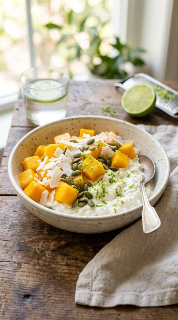Tropical Mango Coconut Cottage Cheese Bowl