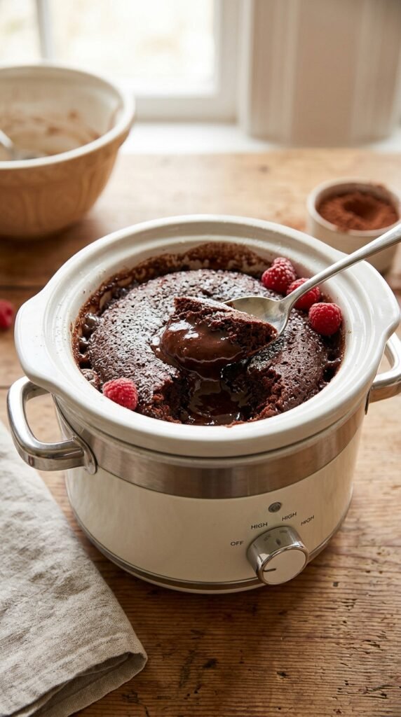 Mini Crockpot Chocolate Lava Cake