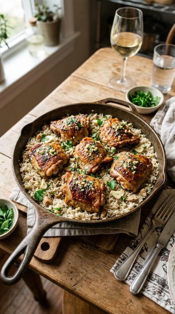 One-Pan Garlic Butter Chicken and Rice