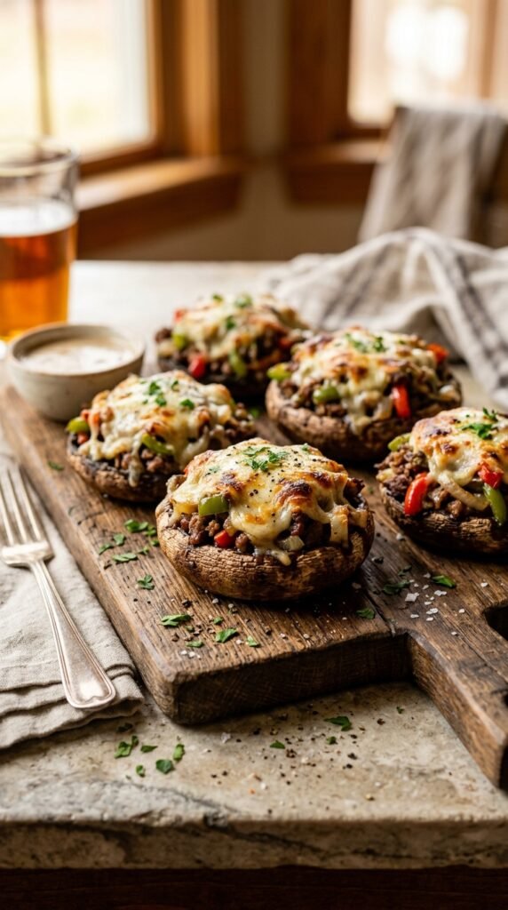 Philly Cheesesteak Stuffed Mushrooms