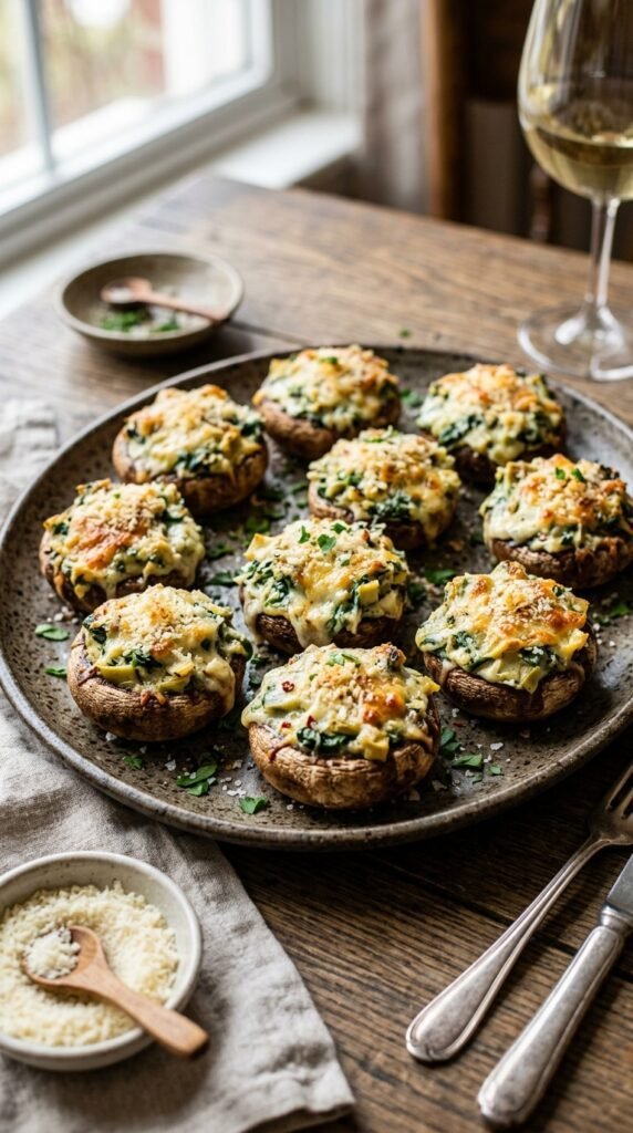 Spinach Artichoke Stuffed Mushrooms