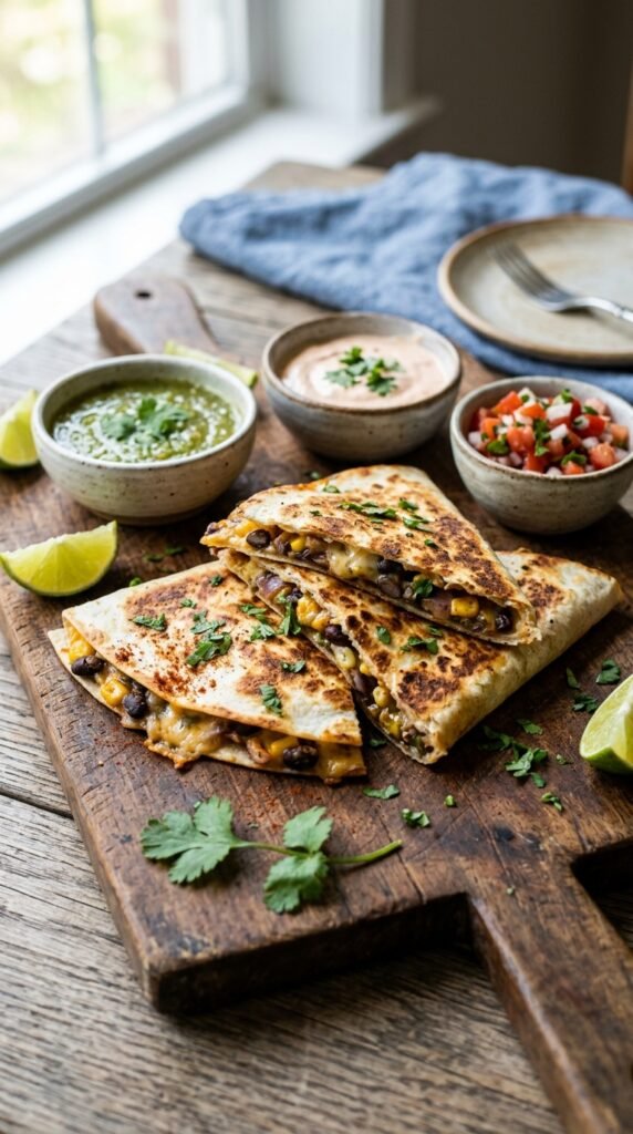 Vegetarian Black Bean Quesadillas (V)